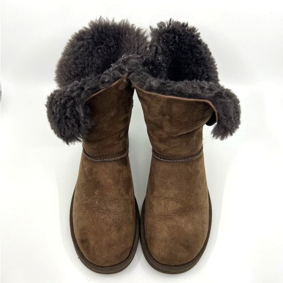 UGG Bailey Button Brown Suede and Shearling Boots Women's 7 US - Picture 5 of 9